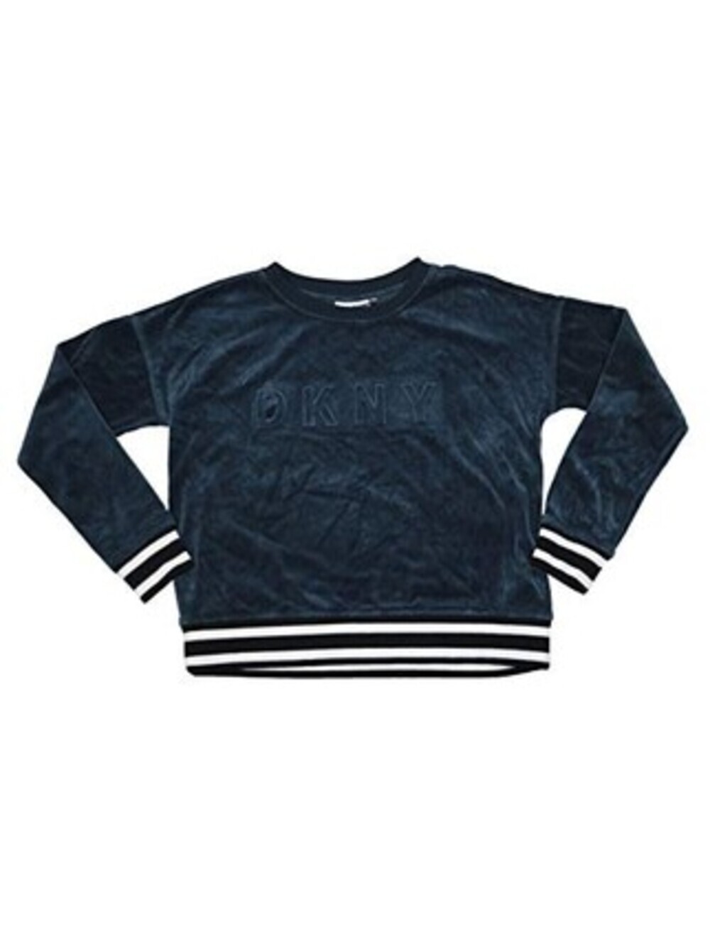 DKNY Womens Sports Boxy Fit Velour Long Sleeve Raised Logo Pullover Sw Size L